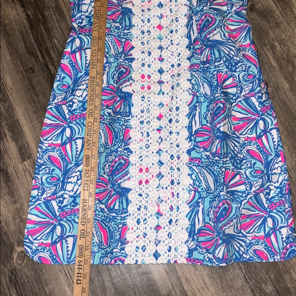 Lilly Pulitzer  My Fans Sleeveless Split Neck Shift Mini Dress 8 New with tags - Picture 6 of 10